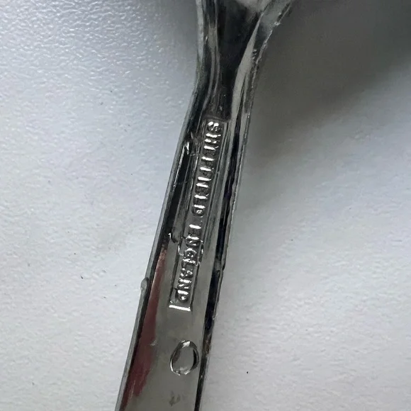 Sheffield England  Danube Porcelain Handle Slotted Onion 10” Serving Spoon - Picture 3 of 8